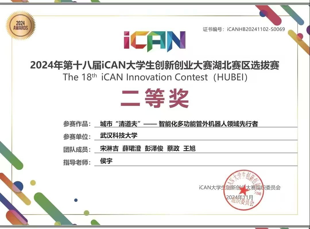 2024年第十八届iCAN大学生创新创业大赛湖北赛区选拔赛二等奖
